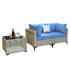 Ensemble de meubles de patio en rotin XIZZI 3 pièces avec table basse