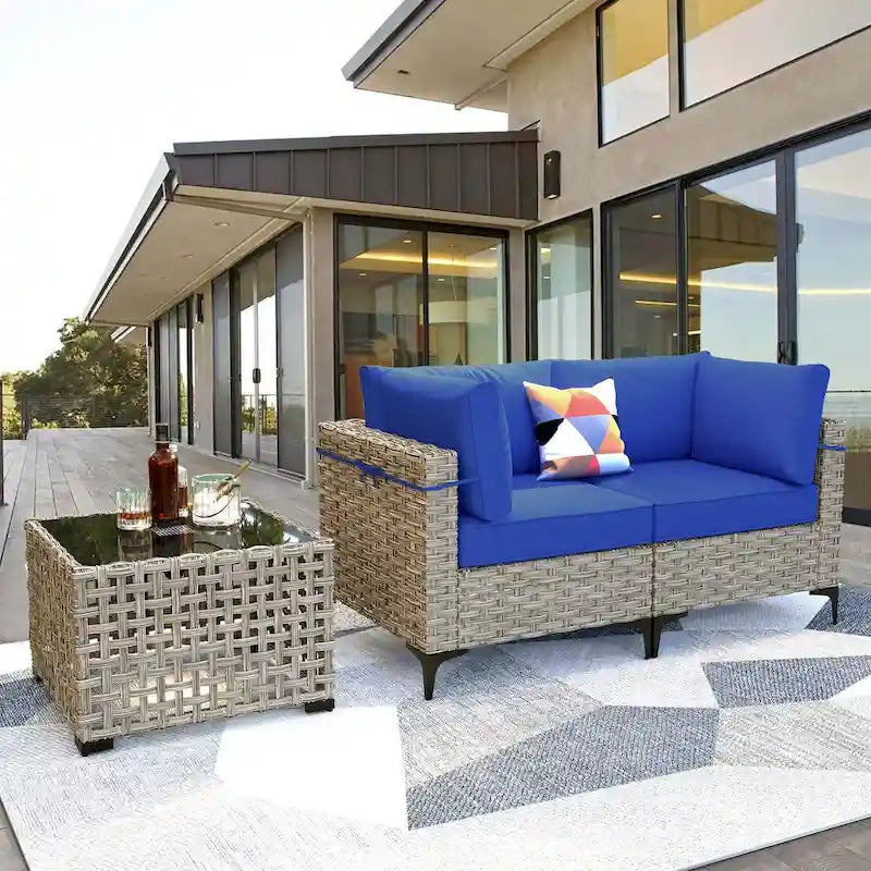 Ensemble de meubles de patio en rotin XIZZI 3 pièces avec table basse