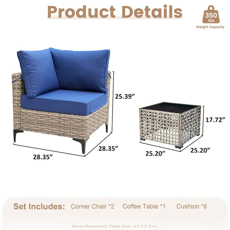 Ensemble de meubles de patio en rotin XIZZI 3 pièces avec table basse