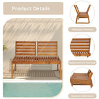 Banc arrière réglable en bois d'acacia de 126 cm - S.O.