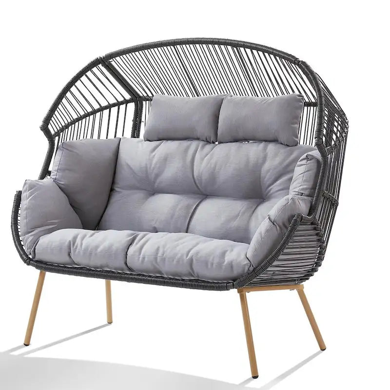 Fauteuil double œuf de patio extérieur 2 personnes - Gris foncé