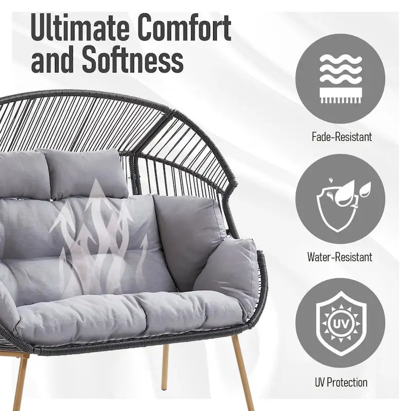 Fauteuil double œuf de patio extérieur 2 personnes - Gris foncé
