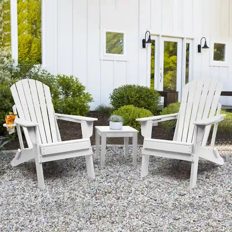 Vrakae Folding Adirondack Chair with Cup Holder Set of 2
