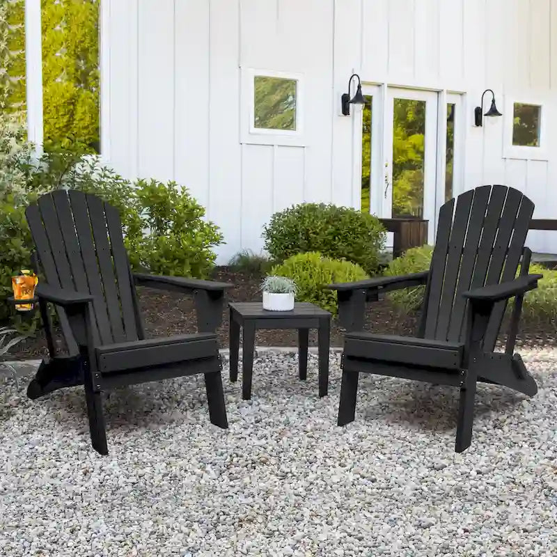 Chaise Adirondack pliante Vrakae avec porte-gobelet, ensemble de 2