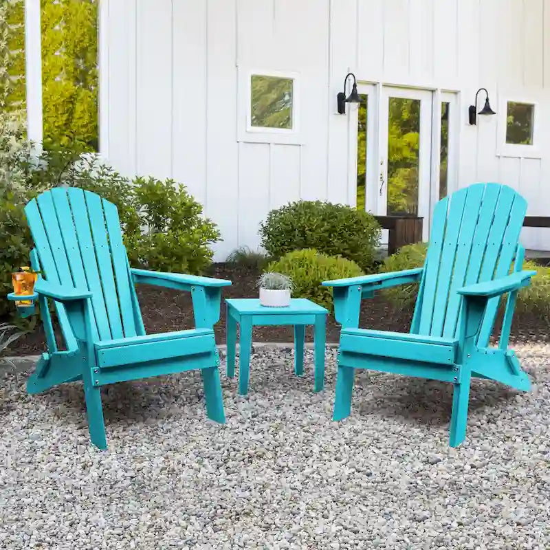 Chaise Adirondack pliante Vrakae avec porte-gobelet, ensemble de 2
