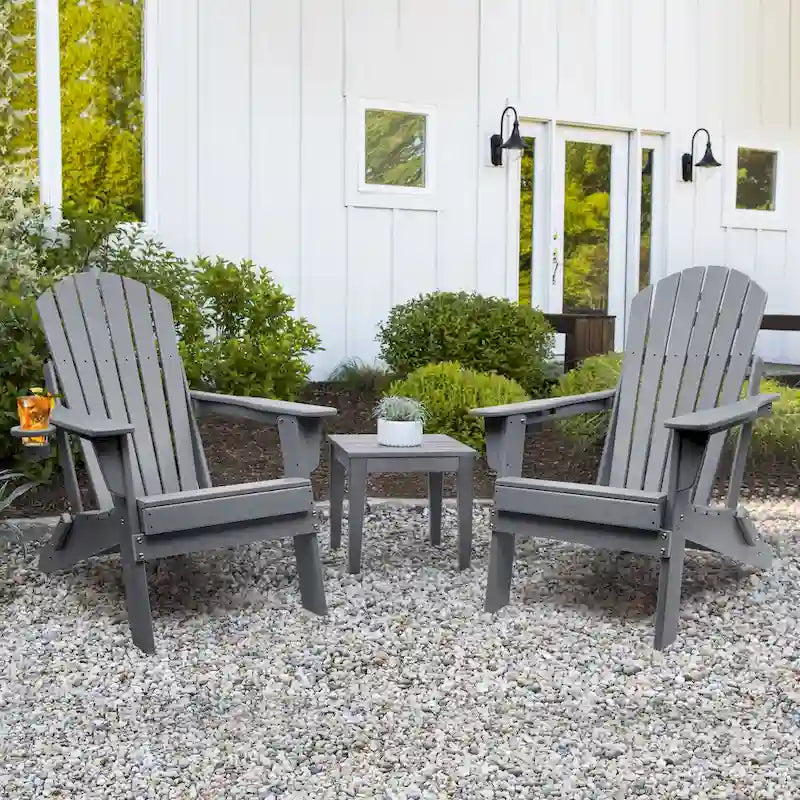 Chaise Adirondack pliante Vrakae avec porte-gobelet, ensemble de 2