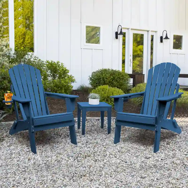 Chaise Adirondack pliante Vrakae avec porte-gobelet, ensemble de 2