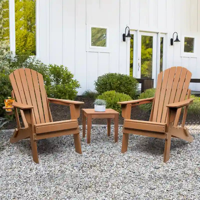 Chaise Adirondack pliante Vrakae avec porte-gobelet, ensemble de 2