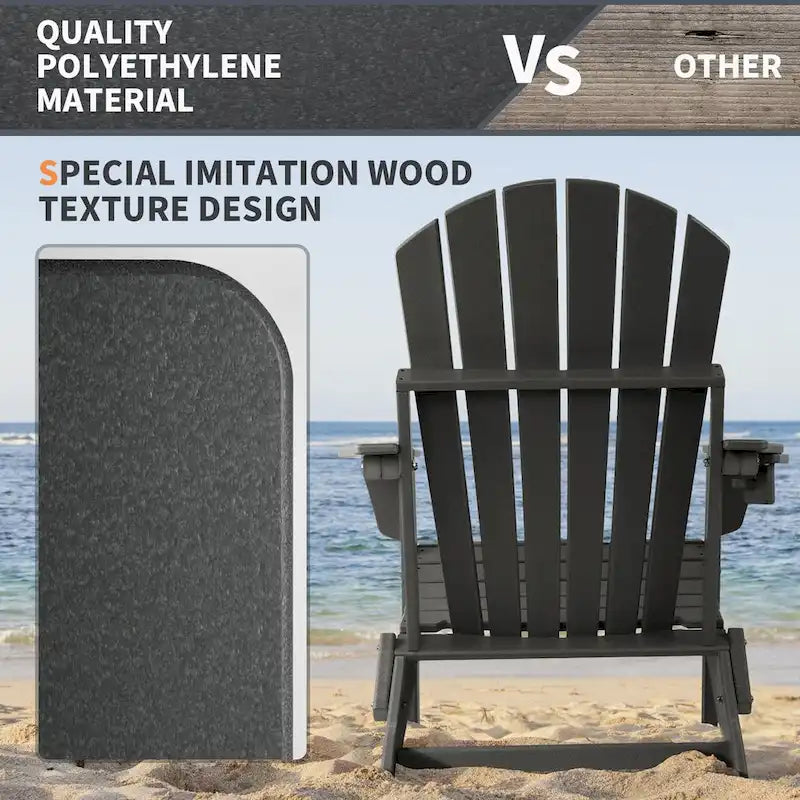 Chaise Adirondack pliante Vrakae avec porte-gobelet, ensemble de 2