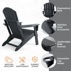 Chaise Adirondack pliante Vrakae avec porte-gobelet, ensemble de 2