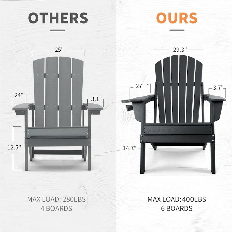 Chaise Adirondack pliante Vrakae avec porte-gobelet, ensemble de 2