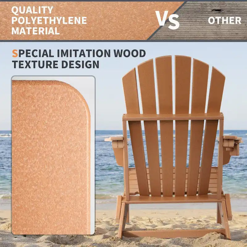 Chaise Adirondack pliante Vrakae avec porte-gobelet, ensemble de 2