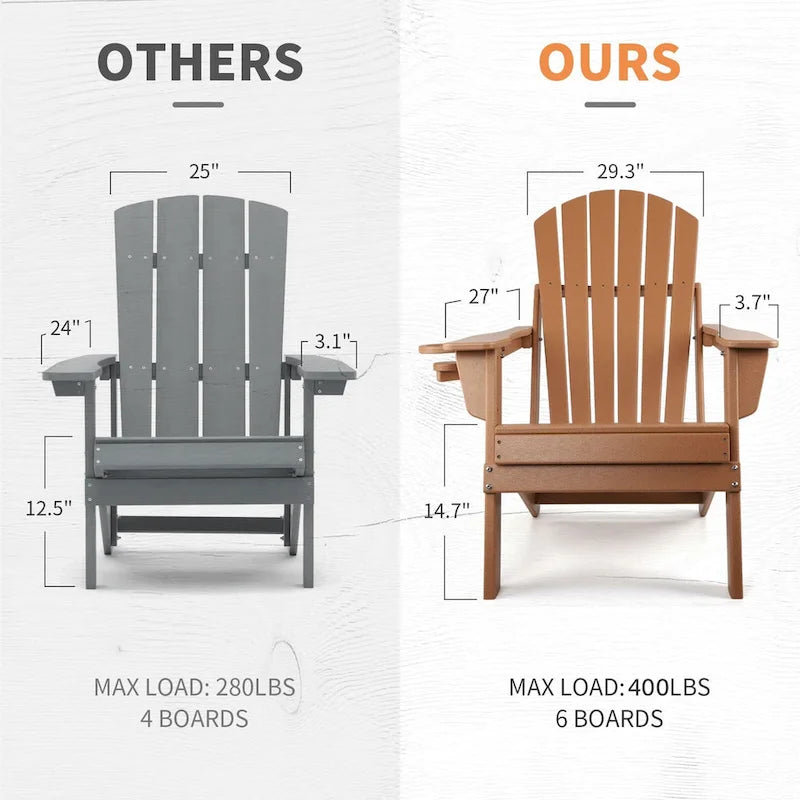 Chaise Adirondack pliante Vrakae avec porte-gobelet, ensemble de 2