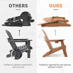 Chaise Adirondack pliante Vrakae avec porte-gobelet, ensemble de 2