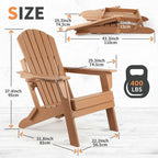 Chaise Adirondack pliante Vrakae avec porte-gobelet, ensemble de 2