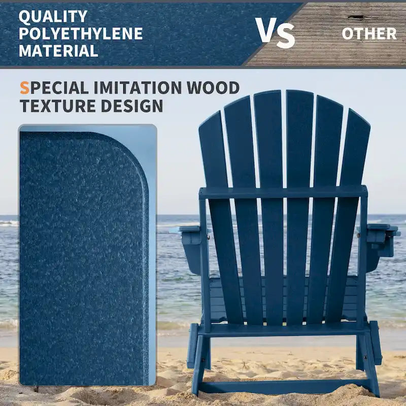 Chaise Adirondack pliante Vrakae avec porte-gobelet, ensemble de 2