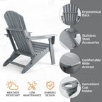 Chaise Adirondack pliante Vrakae avec porte-gobelet, ensemble de 2