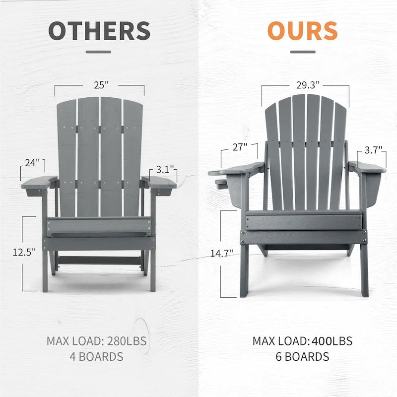 Chaise Adirondack pliante Vrakae avec porte-gobelet, ensemble de 2