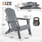Chaise Adirondack pliante Vrakae avec porte-gobelet, ensemble de 2