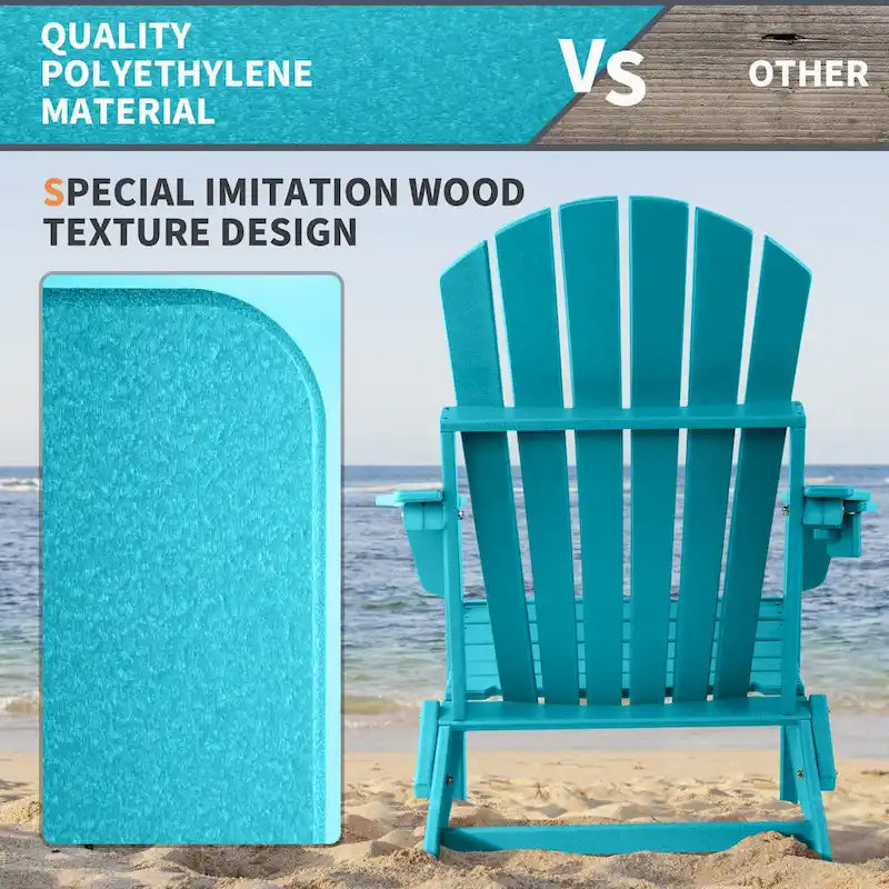 Chaise Adirondack pliante Vrakae avec porte-gobelet, ensemble de 2