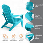 Chaise Adirondack pliante Vrakae avec porte-gobelet, ensemble de 2