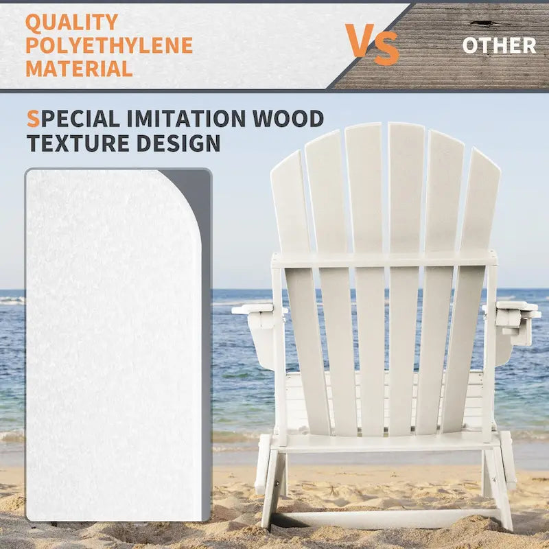 Chaise Adirondack pliante Vrakae avec porte-gobelet, ensemble de 2