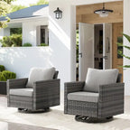 All-Weather PE Wicker Rocking Swivel Chairs - Grey