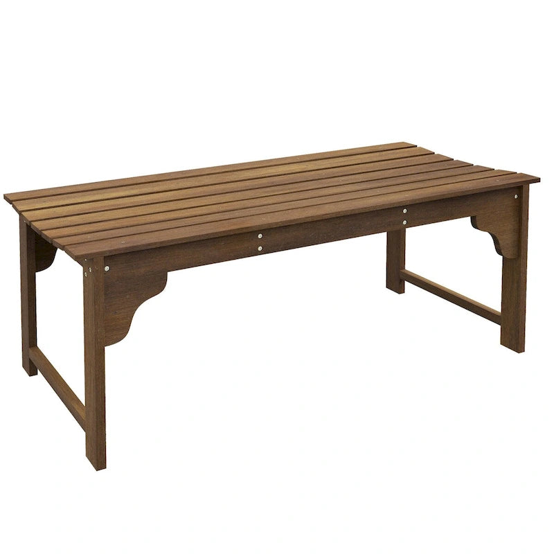 Banc de jardin en bois Outsunny, banc de parc extérieur avec assise à lattes, banc de porche sans dossier avec assise incurvée
