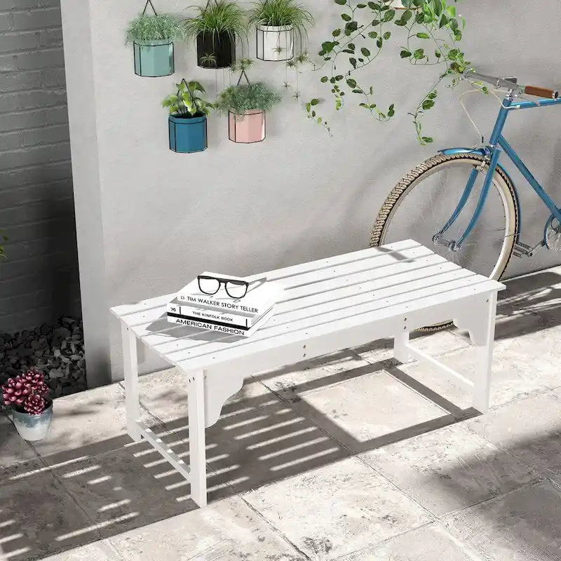 Banc de jardin en bois Outsunny, banc de parc extérieur avec assise à lattes, banc de porche sans dossier avec assise incurvée