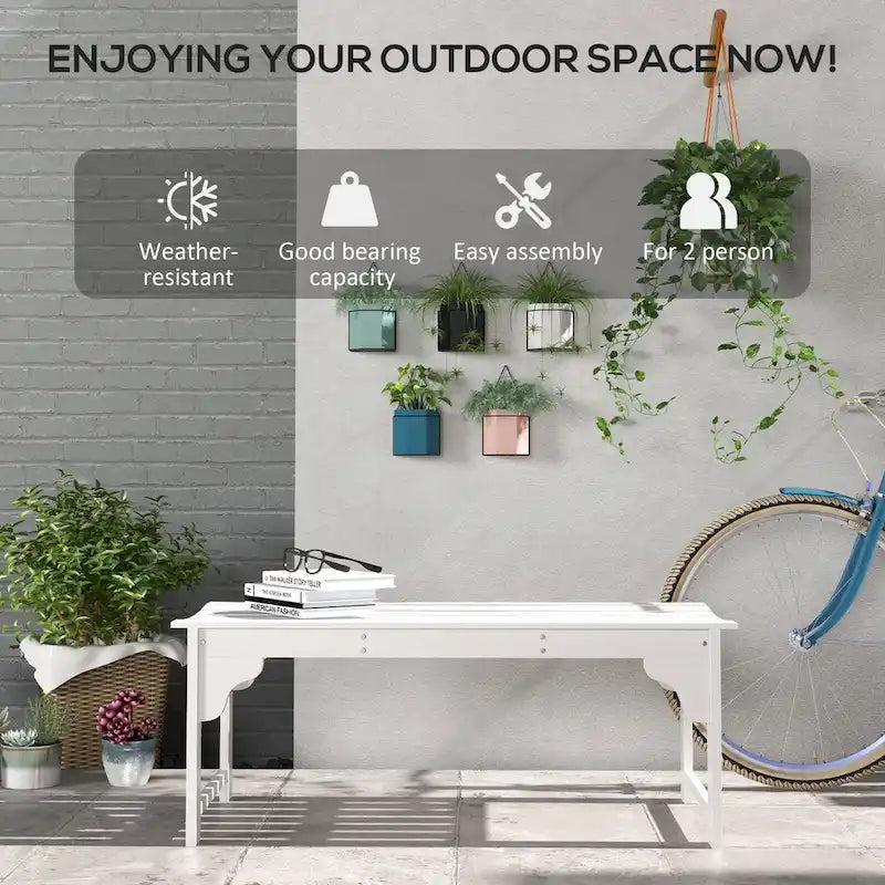 Banc de jardin en bois Outsunny, banc de parc extérieur avec assise à lattes, banc de porche sans dossier avec assise incurvée