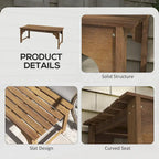 Banc de jardin en bois Outsunny, banc de parc extérieur avec assise à lattes, banc de porche sans dossier avec assise incurvée