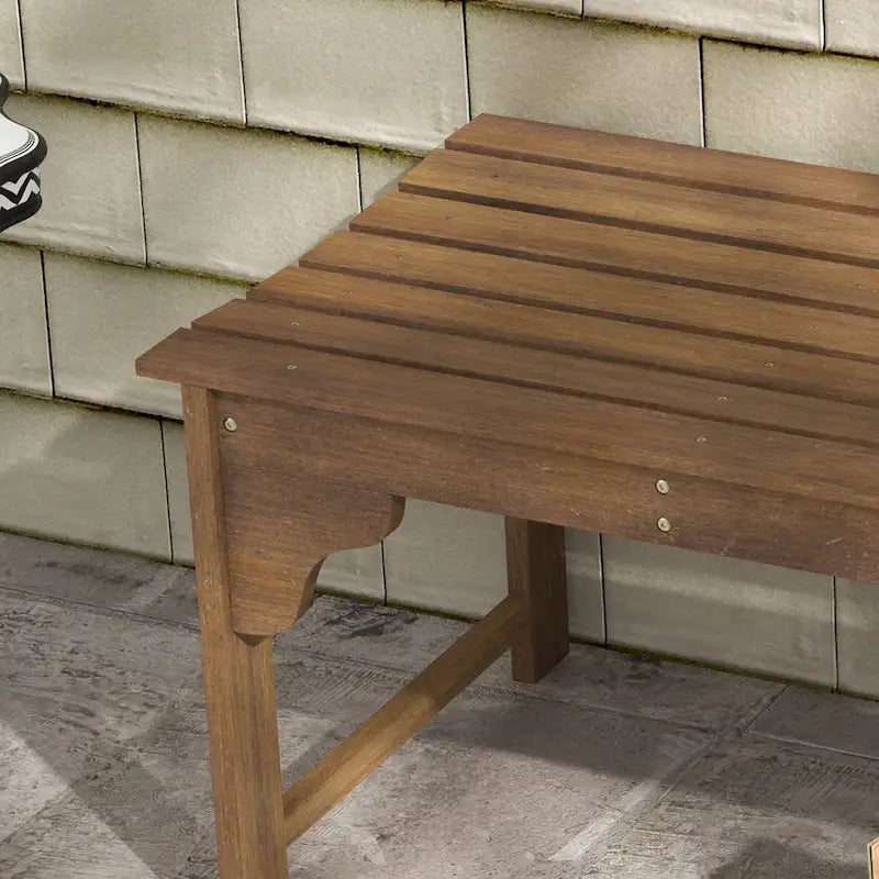 Banc de jardin en bois Outsunny, banc de parc extérieur avec assise à lattes, banc de porche sans dossier avec assise incurvée