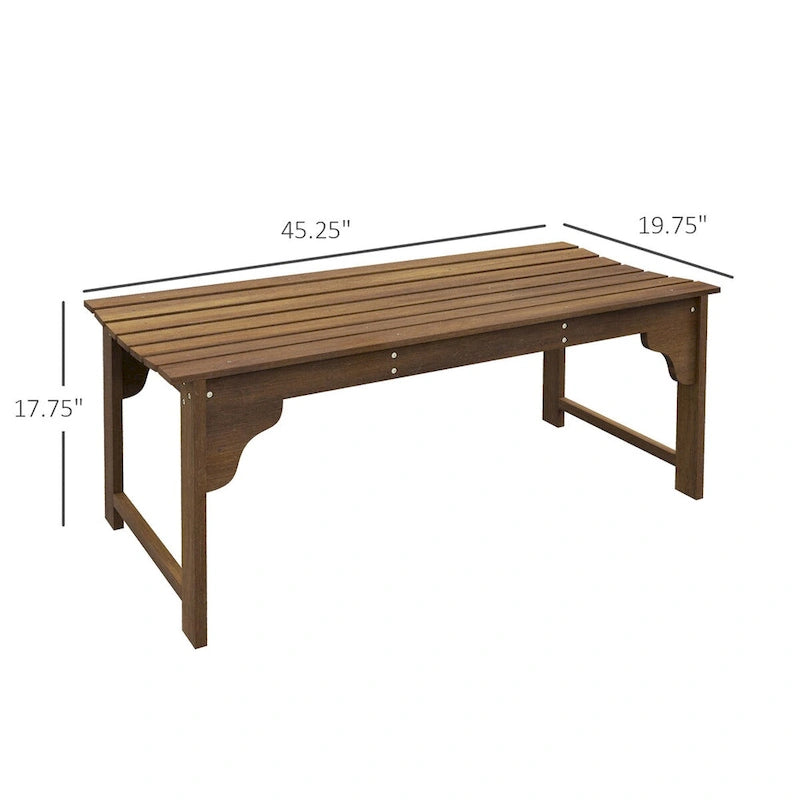Banc de jardin en bois Outsunny, banc de parc extérieur avec assise à lattes, banc de porche sans dossier avec assise incurvée