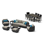 Ensemble de patio Portofino Comfort 17 pièces en bois de luxe avec mouvement et toile Sunbrella