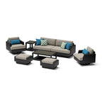 Ensemble de patio Portofino Comfort 17 pièces en bois de luxe avec mouvement et toile Sunbrella