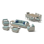 Ensemble de patio Portofino Comfort 17 pièces en bois de luxe avec mouvement et toile Sunbrella