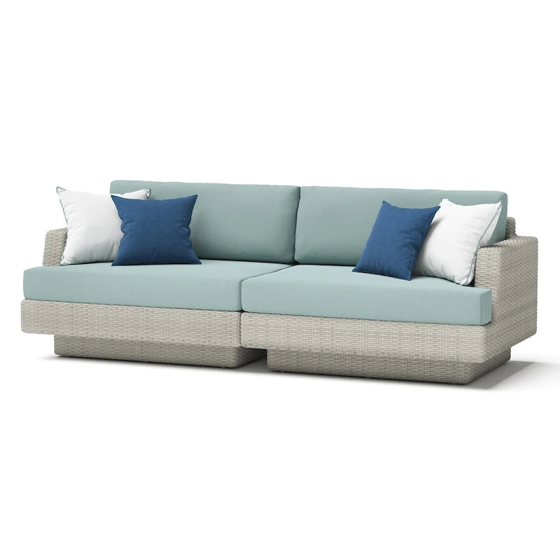 Ensemble de patio Portofino Comfort 17 pièces en bois de luxe avec mouvement et toile Sunbrella