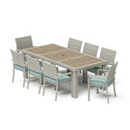 Ensemble de patio Portofino Comfort 17 pièces en bois de luxe avec mouvement et toile Sunbrella