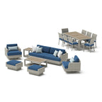 Ensemble de patio Portofino Comfort 17 pièces en bois de luxe avec mouvement et toile Sunbrella