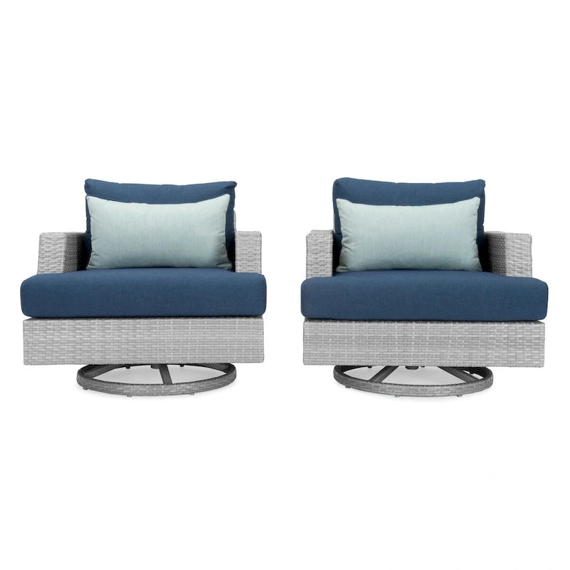 Ensemble de patio Portofino Comfort 17 pièces en bois de luxe avec mouvement et toile Sunbrella
