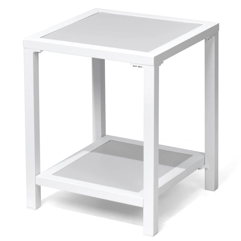 Table d'appoint de patio à 2 niveaux toutes saisons Cadre en aluminium - 15,75 L * 15,75 W * 19,68 H