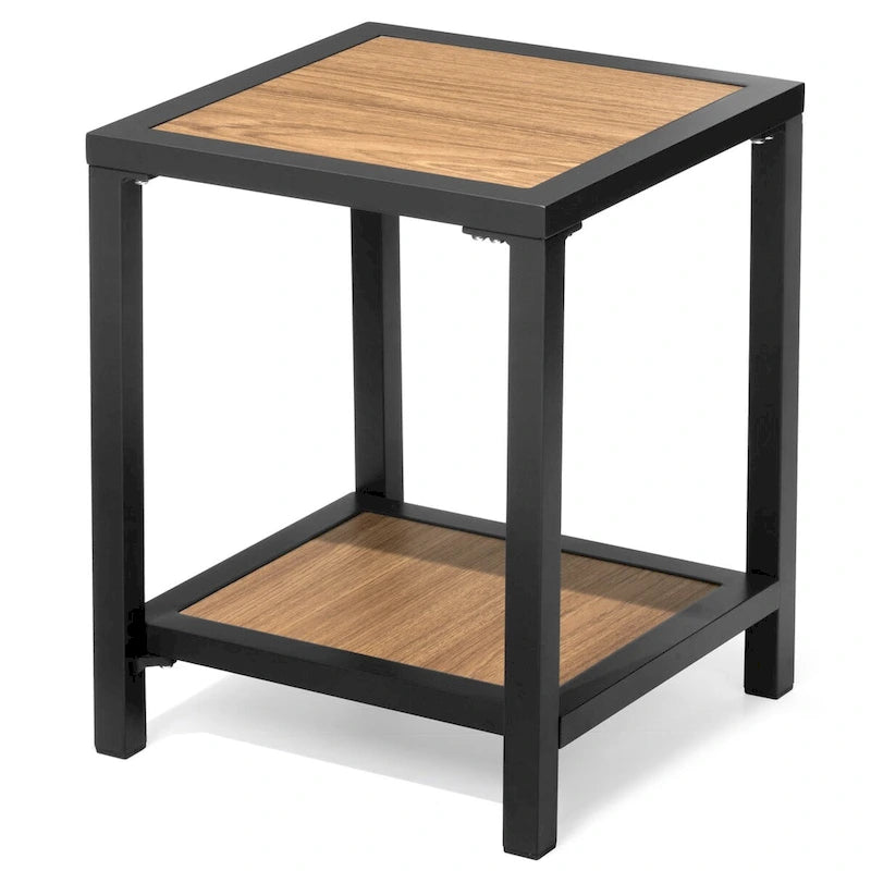 Table d'appoint de patio à 2 niveaux toutes saisons Cadre en aluminium - 15,75 L * 15,75 W * 19,68 H