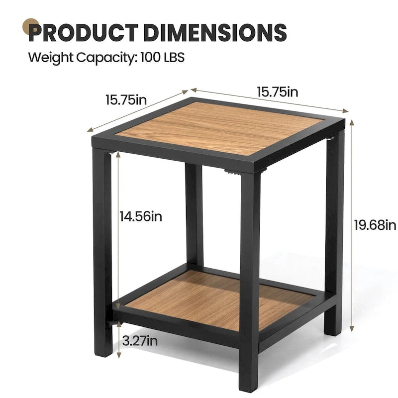 Table d'appoint de patio à 2 niveaux toutes saisons Cadre en aluminium - 15,75 L * 15,75 W * 19,68 H