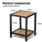 Table d'appoint de patio à 2 niveaux toutes saisons Cadre en aluminium - 15,75 L * 15,75 W * 19,68 H
