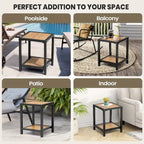 Table d'appoint de patio à 2 niveaux toutes saisons Cadre en aluminium - 15,75 L * 15,75 W * 19,68 H