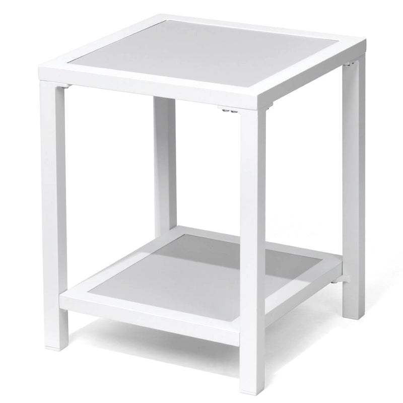 Table d'appoint de patio à 2 niveaux toutes saisons Cadre en aluminium - 15,75 L * 15,75 W * 19,68 H