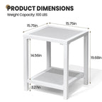 Table d'appoint de patio à 2 niveaux toutes saisons Cadre en aluminium - 15,75 L * 15,75 W * 19,68 H