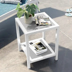 Table d'appoint de patio à 2 niveaux toutes saisons Cadre en aluminium - 15,75 L * 15,75 W * 19,68 H