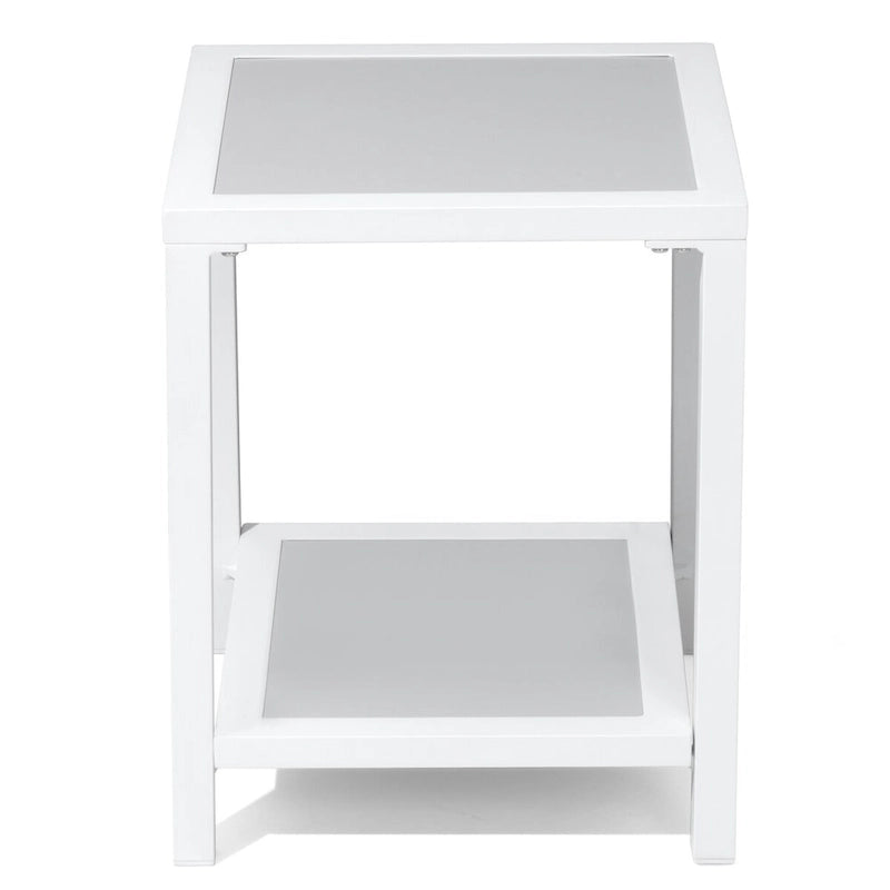 Table d'appoint de patio à 2 niveaux toutes saisons Cadre en aluminium - 15,75 L * 15,75 W * 19,68 H