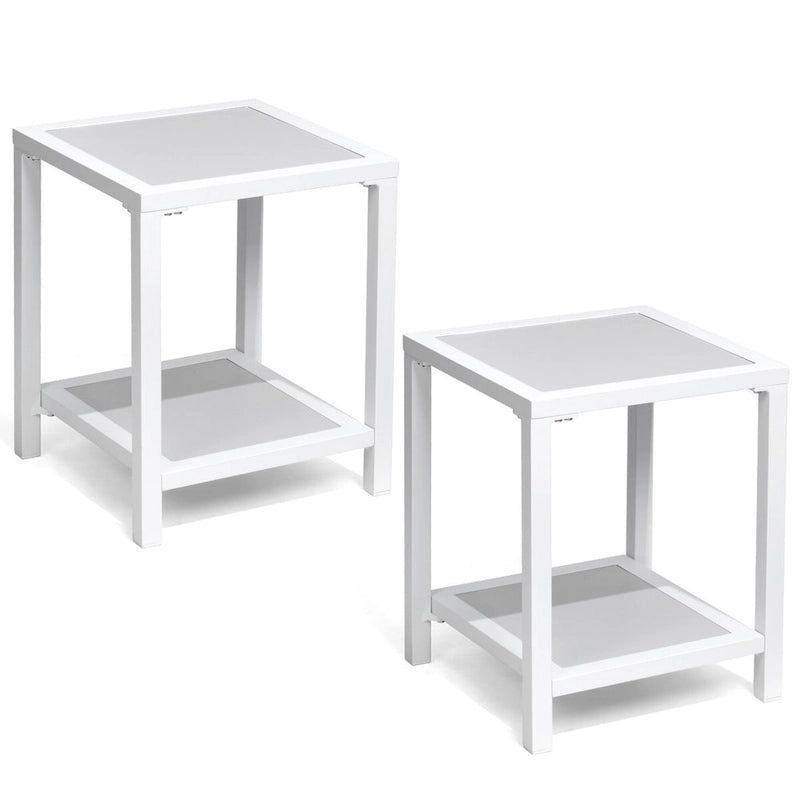 Table d'appoint de patio à 2 niveaux toutes saisons Cadre en aluminium - 15,75 L * 15,75 W * 19,68 H